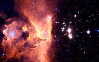 Star forming region orange blue - star in the center free wallpaper