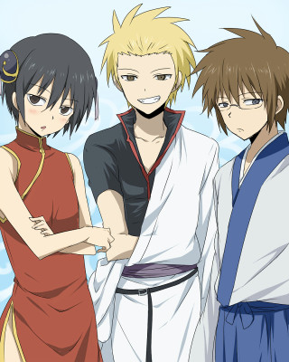 Anime characters sword blue sky - one holding free wallpaper