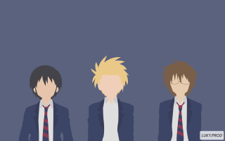 Three anime characters standing row - a tie free wallpaper