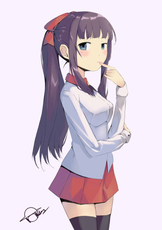Girl short skirt boots posing - computer art free wallpaper