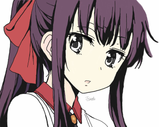 Girl long hair red bow 5 - serious free wallpaper