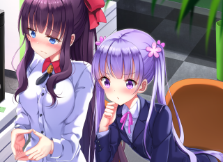 Anime girls sitting room tv - aimitsu free wallpaper for desktop