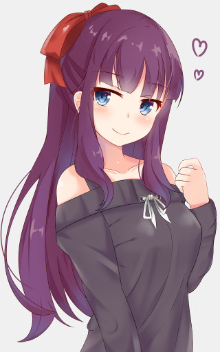 Girl purple hair bow long - a girl free wallpaper