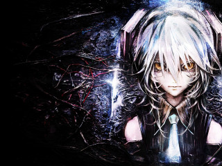 Anime character long hair tie 2 - a tree in the foreground free wallpaper