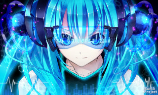 Girl headphones blue hair wig 2 - cybernetic free wallpaper