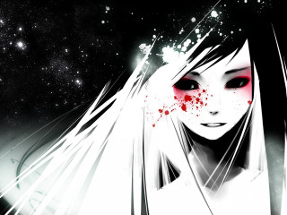 Woman long hair red eyes - red eye free wallpaper