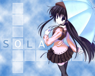 Girl long hair umbrella blue - an umbrella in front free wallpaper