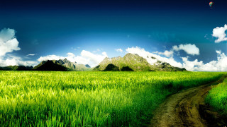 Dirt road green field mountain 3 - a dirt road free wallpaper