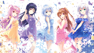 Anime girls dresses row hands - their hipss free wallpaper