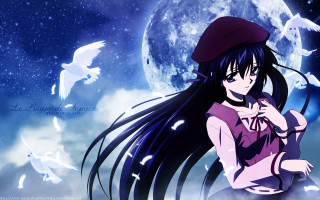 Girl hat night sky moon - long hair and a hat free wallpaper