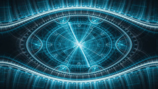 Blue abstract hologram circle clocktower - sci fi free wallpaper