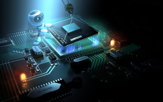 Robot circuit board light shining 5 - technology free wallpaper