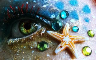 Starfish green eyes jewels face - david lachapelle free wallpaper