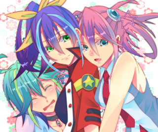 Anime girls colorful hair blue - a picture free wallpaper