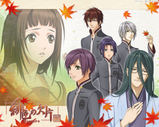 Anime characters autumn leaves maple - official art free wallpaper for desktop
