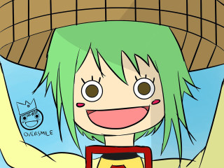 Cartoon character green hair tablet - green free wallpaper