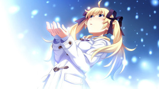 Blonde woman white dress snow - woman free wallpaper