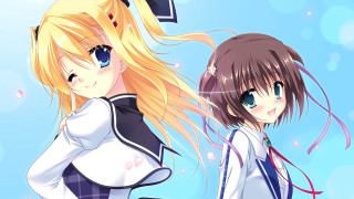 Anime girls blonde hair blue 3 - detailed free wallpaper