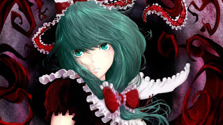 Girl green hair red heart - a red heart free wallpaper