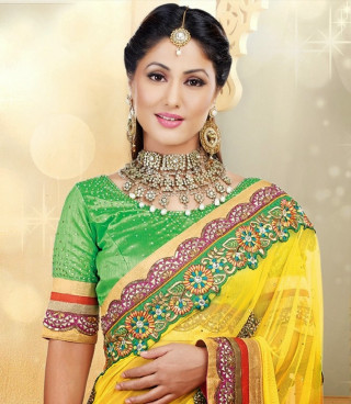 Woman yellow green sari necklace - ella guru free wallpaper