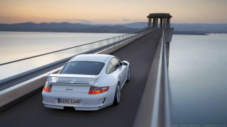 White car bridge water sunset - a bridge over water free wallpaper
