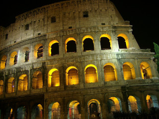 Large building windows arches nighttime - coppo di marcovaldo free wallpaper