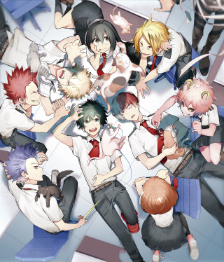 Anime group bluebench humans cats - their pocket free wallpaper