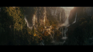 Waterfall forest fog sunlight trees - the side of the waterfall free wallpaper