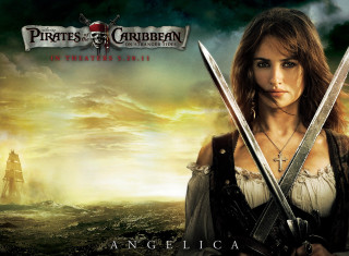 Woman holding swords pirate ship - poster art free wallpaper for desktop