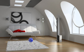 Living room white couch white - light and space free wallpaper