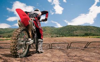 Dirt bike rider mountains blue - promotional image free wallpaper