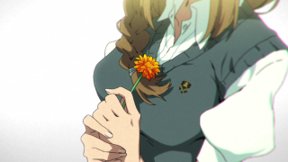 Woman holding flower smiling green 2 - concept art free wallpaper