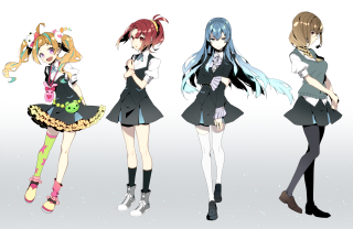 Anime girls group white background 6 - a blue sky free wallpaper