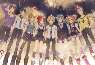 Anime girls group wall painting - sots art free wallpaper