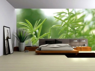 Bedroom large bed plant wall - the wall behind free wallpaper