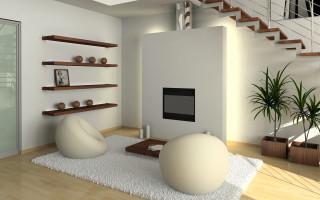 Livingroom whitechair whitecouch fireplace plant - a white chair free wallpaper