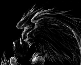 Lion head black white closed - dragon art free wallpaper