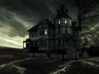 Creepy house gothic matte painting - a creepy house free wallpaper