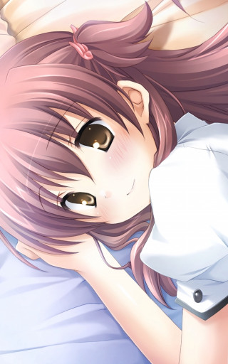 Pink hair girl bed white - her eye free wallpaper