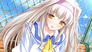 Anime girl white hair tennis - long white hair free wallpaper for desktop