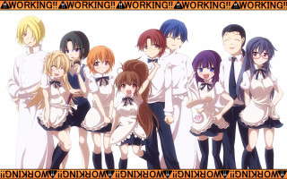 Anime group pose workin workingin - a picture together free wallpaper