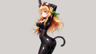 Woman black catsuit green apple - a green apple free wallpaper
