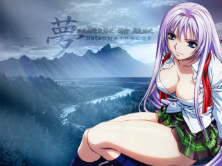 Purple hair mountain night school - long purple hair free wallpaper