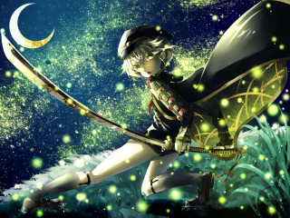 Woman sword hat flying crescent - a sword and a hat free wallpaper