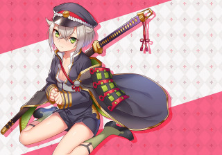 Woman dress hat sword pink - a white stripe free wallpaper