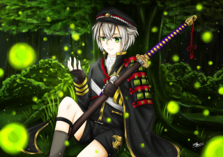 Woman black outfit sword forest - firefly free wallpaper