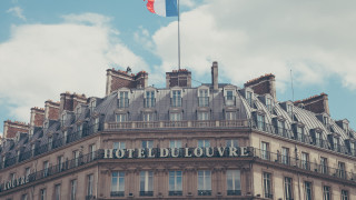 Large building flag hotel sign - art noveau free wallpaper