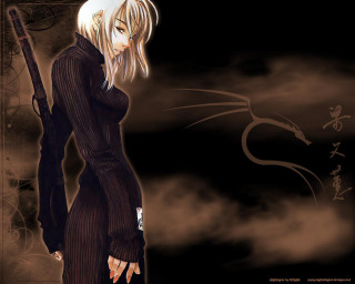 Woman black dress gun dragon - a black dress holding free wallpaper