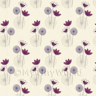 White background purple flowers circles - an art deco painting free wallpaper