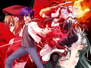 Anime characters red hair black 2 - wearing free wallpaper